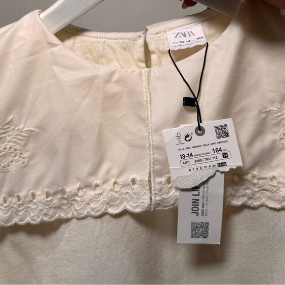 • Zara Kids Ivory Lace Bib Sweatshirt | Size 13-14 | New With Tags - Picture 3 of 5
